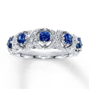 Kay Jewelers Natural Sapphire Ring  tw Diamonds 10K White Gold- Gemstone.jpg